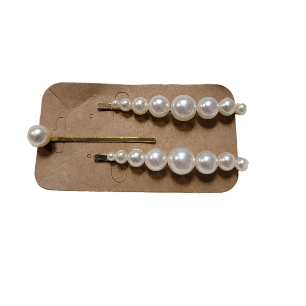 Gold and Pearl Hair Clips Set of 3